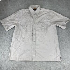 Timberland Shirt Men's Size Large Khaki Button-Up Long Sleeve Pockets Rugged Fit